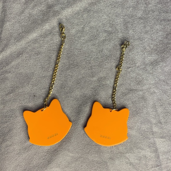 Gucci Orange Black Fox/Raccoon Red Pink Rhinestone Gold Marmont GG Chain Charms - Picture 3 of 5